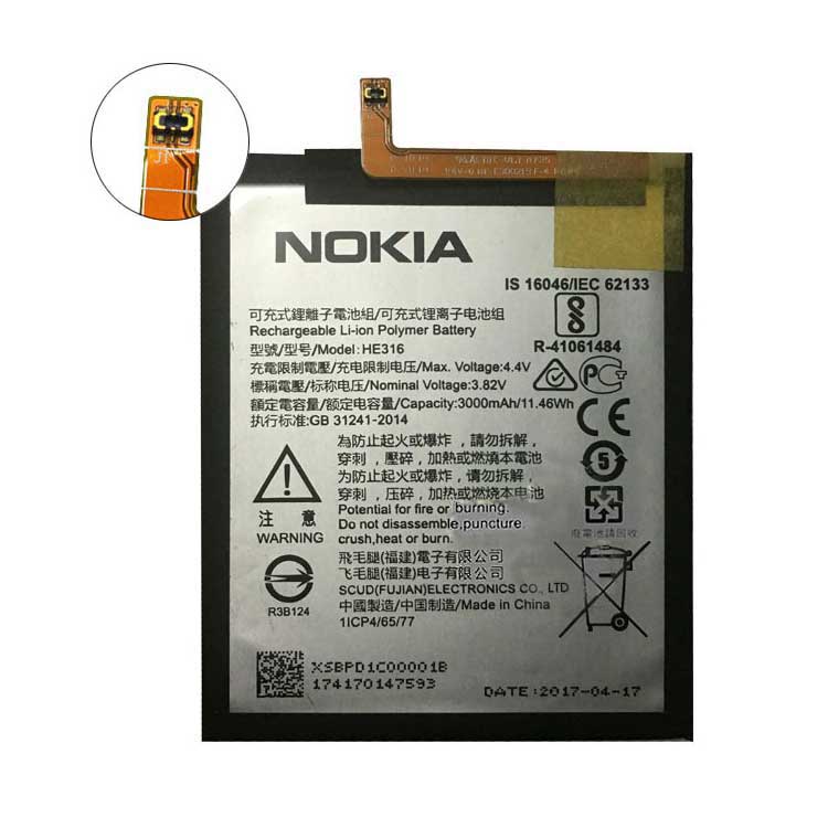 Nokia 6 Nokia6 TA-1000 Baterie