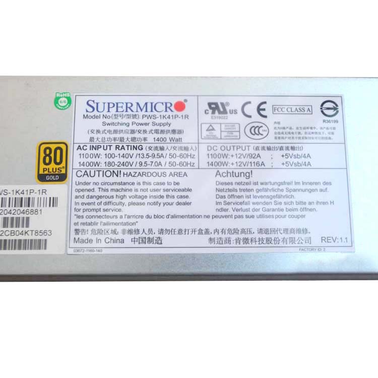 SUPERMICRO PWS-1K41P-1R Caricabatterie / Alimentatore